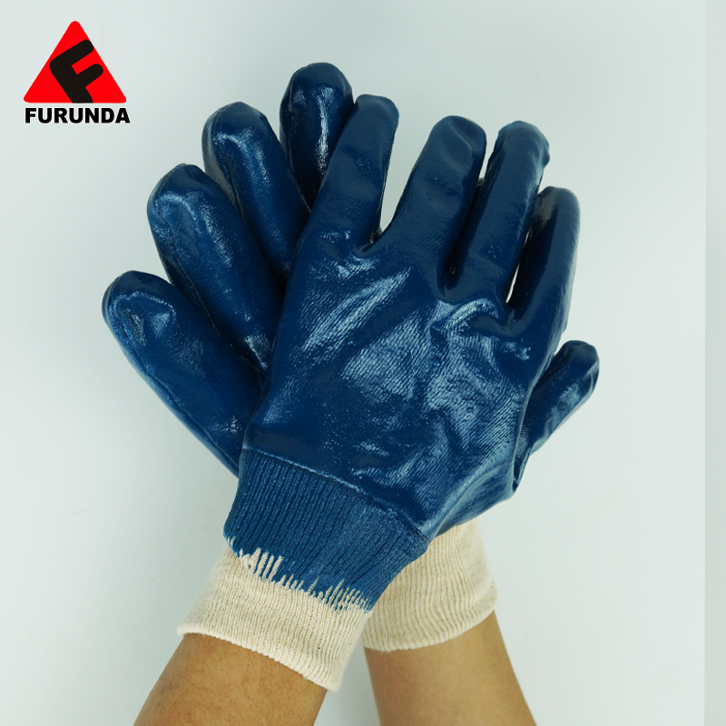 Nitrile Fully Coated Work Gloves Safety Cuff Safety Gloves with Jersey Liner Oil Resistant Industrial Working Gloves