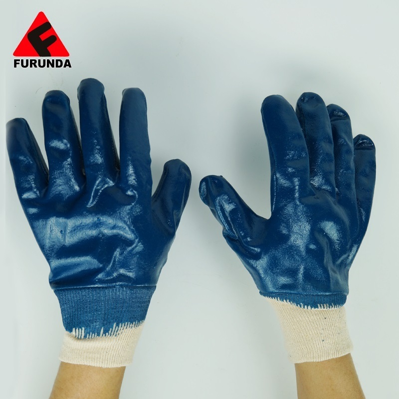 Nitrile Fully Coated Work Gloves Safety Cuff Safety Gloves with Jersey Liner Oil Resistant Industrial Working Gloves