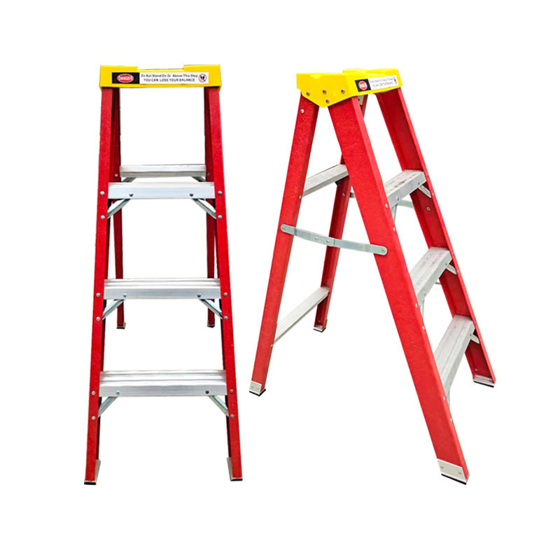 High Strength Fiberglass Mobile Platform 3 Step Warehouse Ladder