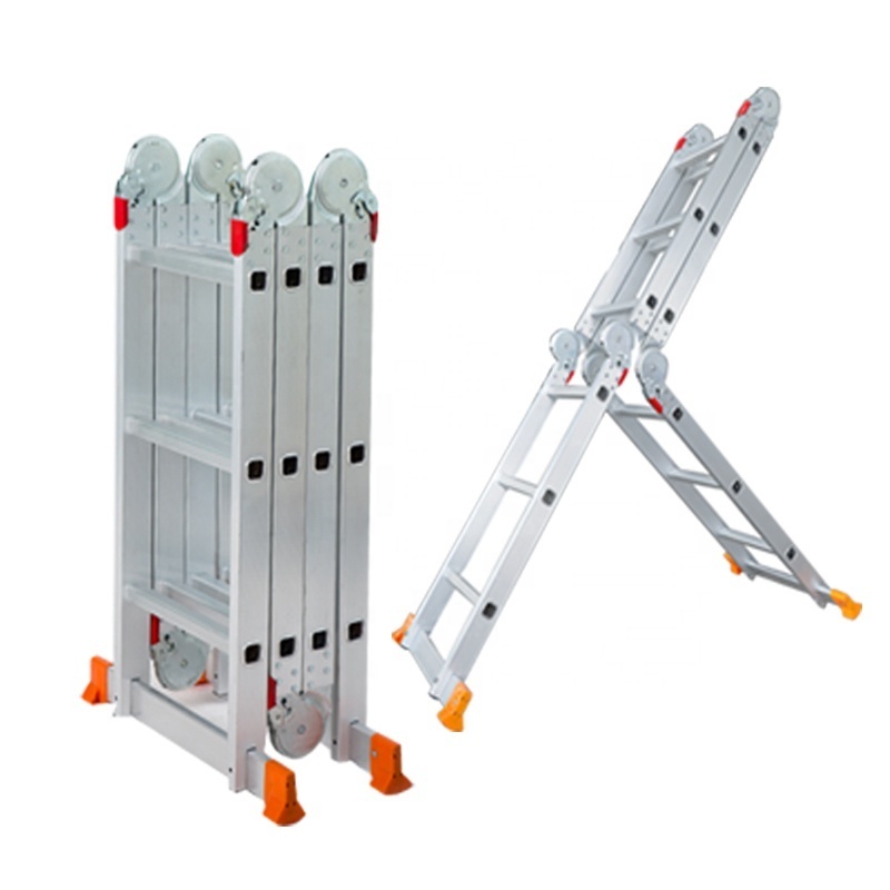 Aluminum folding multifunctional ladder large and small hinge folding aluminum stairs Climbing ladder  Telescopic ladder