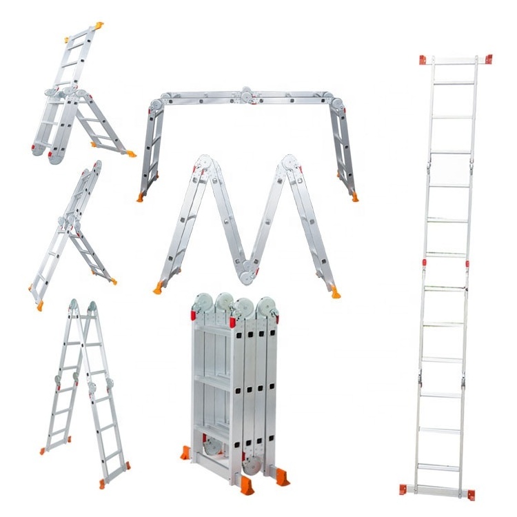 Customized Aluminum Compact Ladder 4 X 2 3 4 5 6 Steps 8 12 16 20 24 Foot