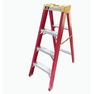 High Strength Fiberglass Mobile Platform 3 Step Warehouse Ladder