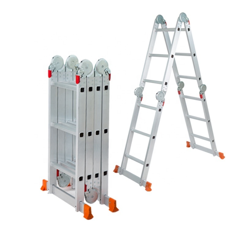 Aluminum folding multifunctional ladder large and small hinge folding aluminum stairs Climbing ladder  Telescopic ladder