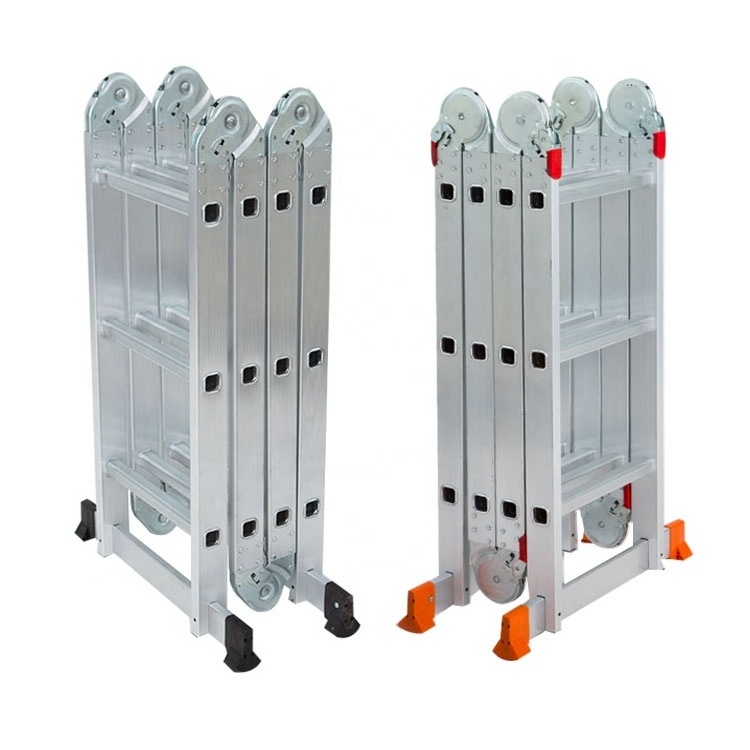 Aluminum folding multifunctional ladder large and small hinge folding aluminum stairs Climbing ladder  Telescopic ladder