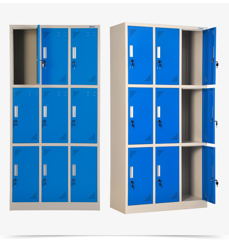 Customized Metallic Storage Locker 9 Door Steel Personal Locker