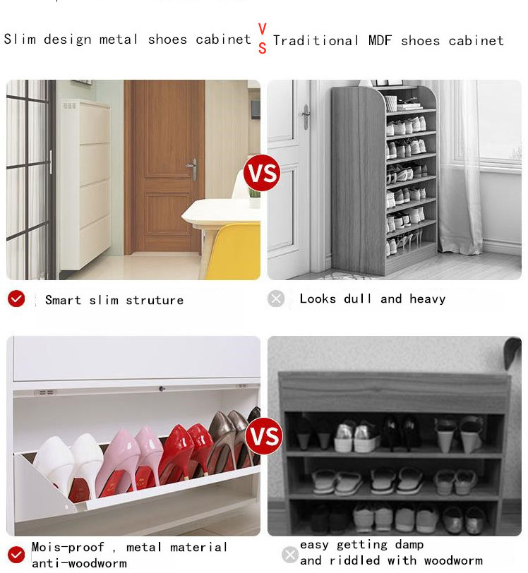 space saving design thin steel shoes cabinet with key lock or digital lock