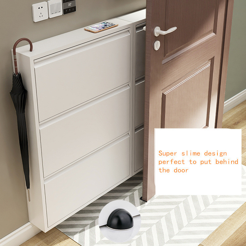 space saving design thin steel shoes cabinet with key lock or digital lock