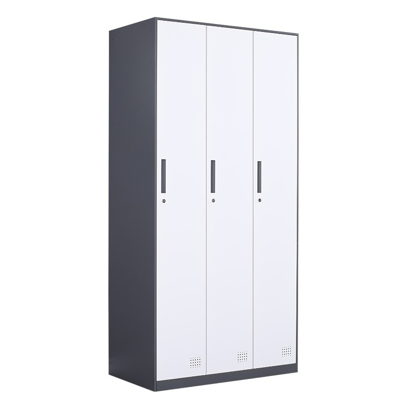 Cheap Metal Storage Swing Three Door Steel Cabinet Clothes Locker With Hanger