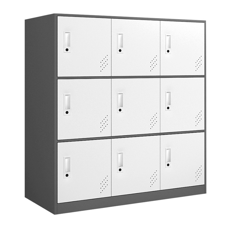 Primary School Metal Narrow Edge Closet 9 Door Clothes Cabinet