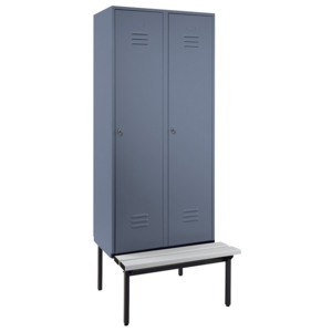 Metal Steel Locker Standing Clothes Storage 3 Door Clothes Bench Closet