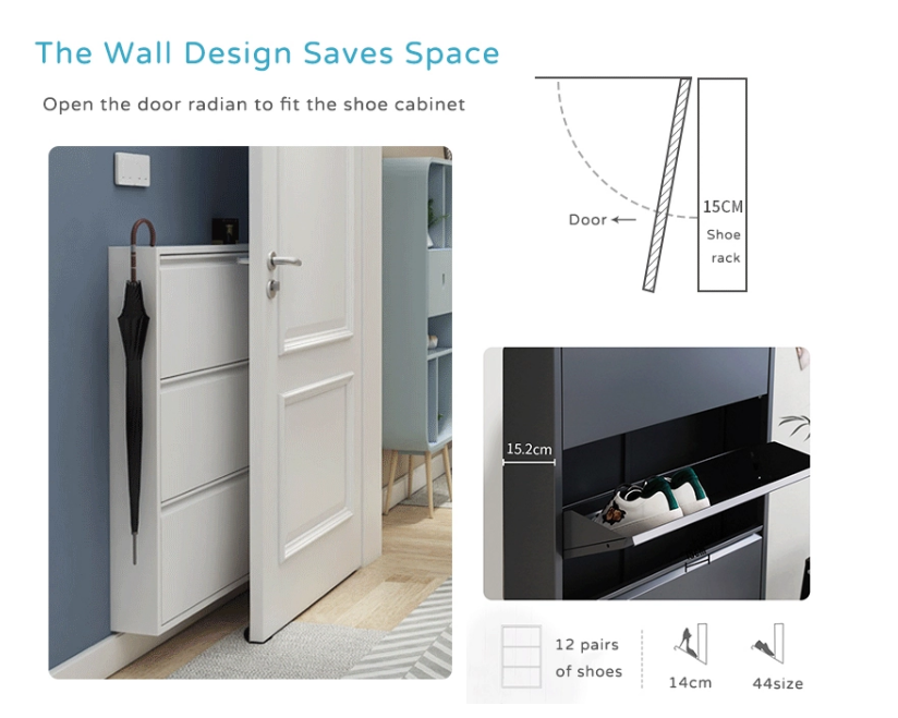 space saving design slim steel shoes cabinet with key lock or digital lock