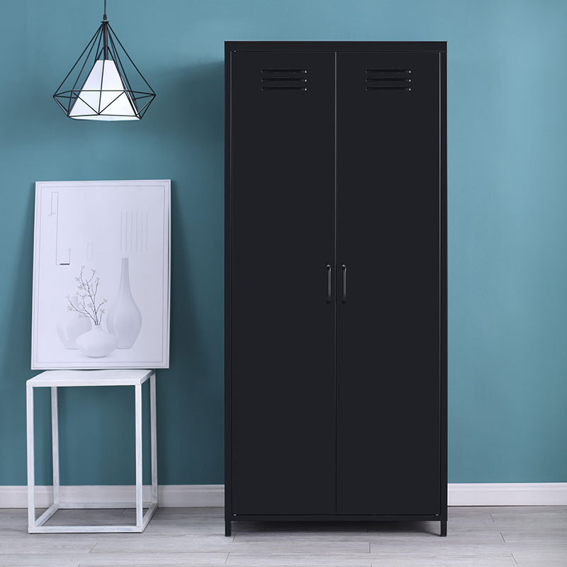 Modern bedroom metal storage colorful living room wardrobe cupboard steel closet with mirror