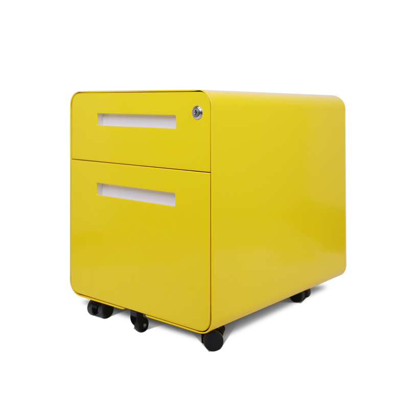 Office Equipment Round Edge Steel 3 Drawer Mobile Pedestal File Storage Cabinet With Wheels Credenza Metallschubladen Schrank