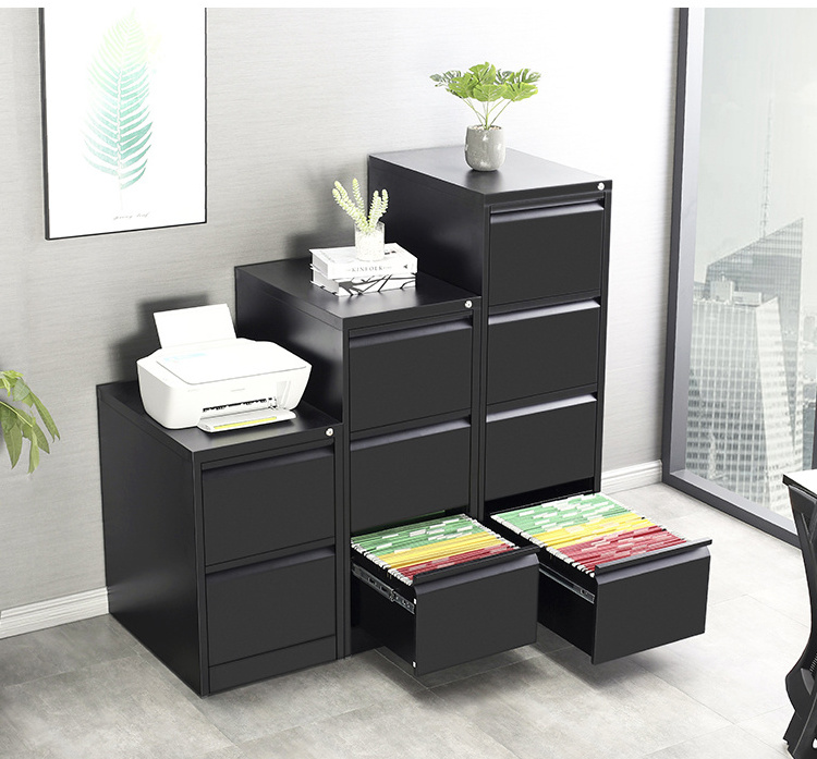 China luoyang kening Vertical 3 Drawers Metal Filling Cabinet 3 Layer Steel storage file cabinet metal drawer units