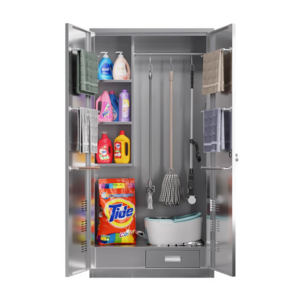 Stainless Steel Cleaning Cabinet Sanitary Ware Lockers Mop Broom Cleaning Tool Storage Cabinet