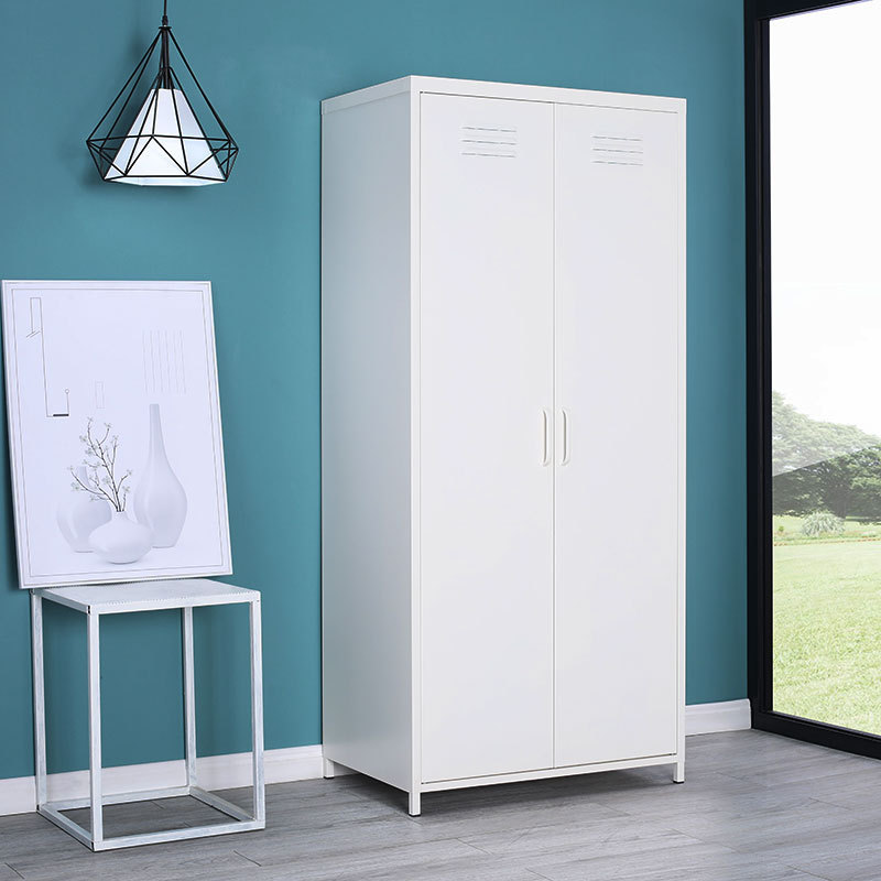 Modern bedroom metal storage colorful living room wardrobe cupboard steel closet with mirror