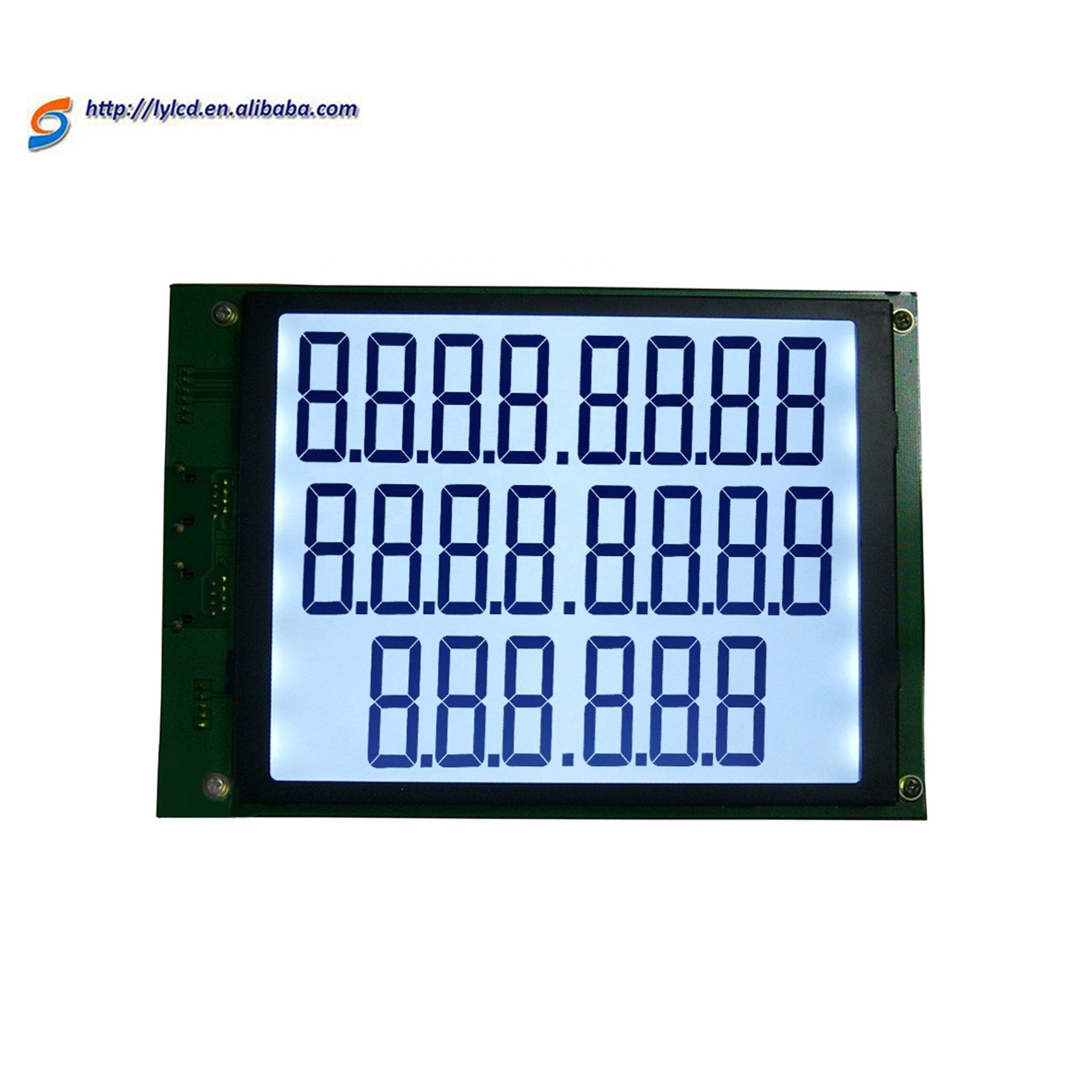 Customized 128 pin 2lines 8 digits 7 segment HTN LCD display for petrol pump/fuel gispenser/gas station