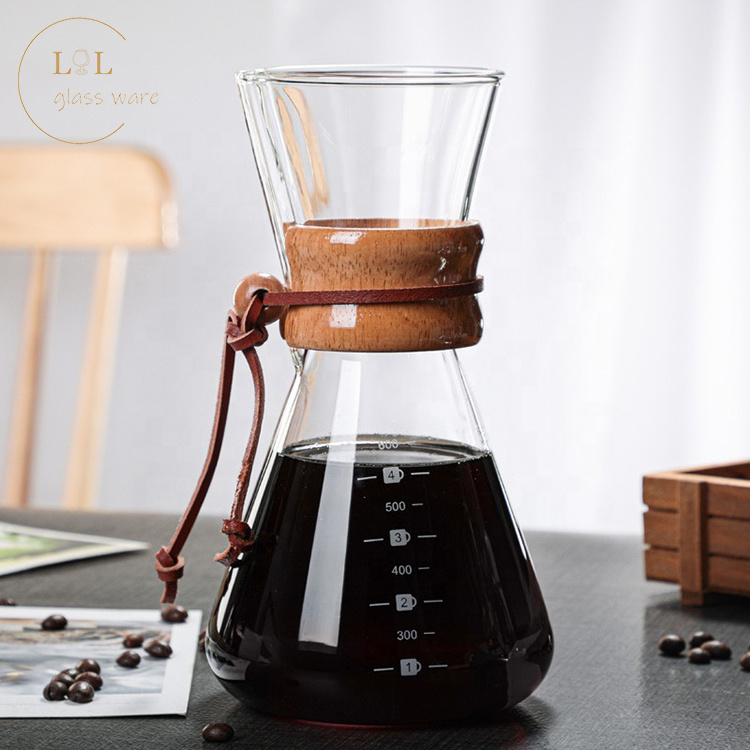 Wholesale  500ml 1000ml dripl limited hot coffee dripper style server kettle 400ml coffee pot/teapot set heat resistant glass