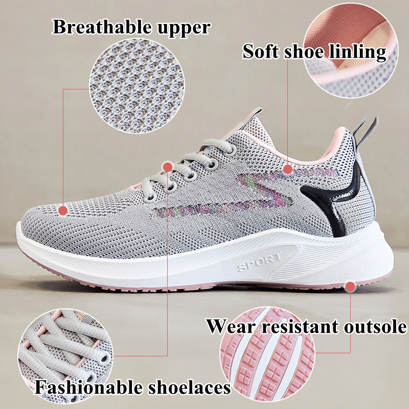 Custom OEM  Fashionable ladies Sneakers Comfortable Soft Soles Female Walking Shoes