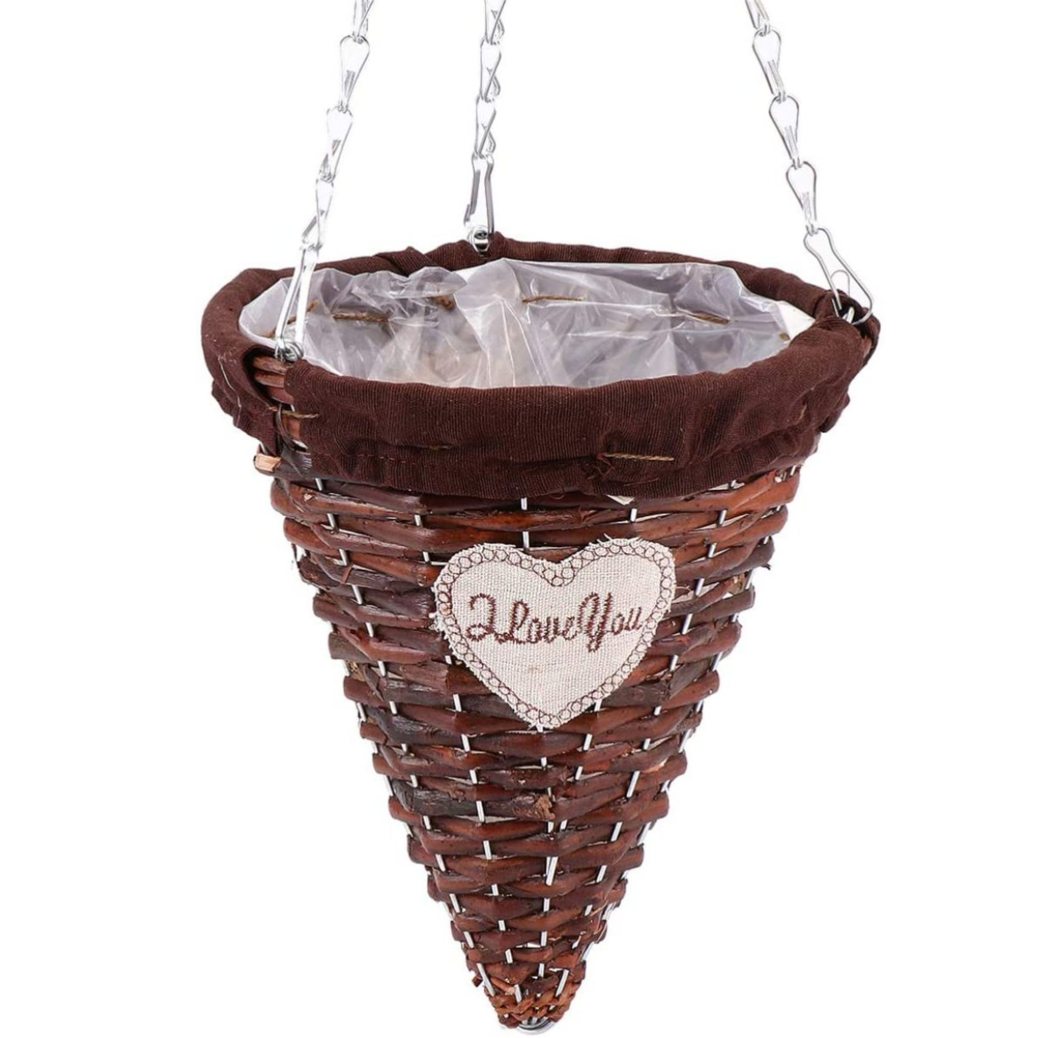 Rurality Wicker Cone Hanging Planter Garden Flowers Plant Pots Basket Cone Hanging Basket