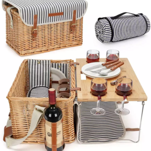 Picnic Hamper Basket Set Wholesale Wicker Picnic Basket Set 2 Person Bulk Rattan Willow Picnic Wicker Basket Set