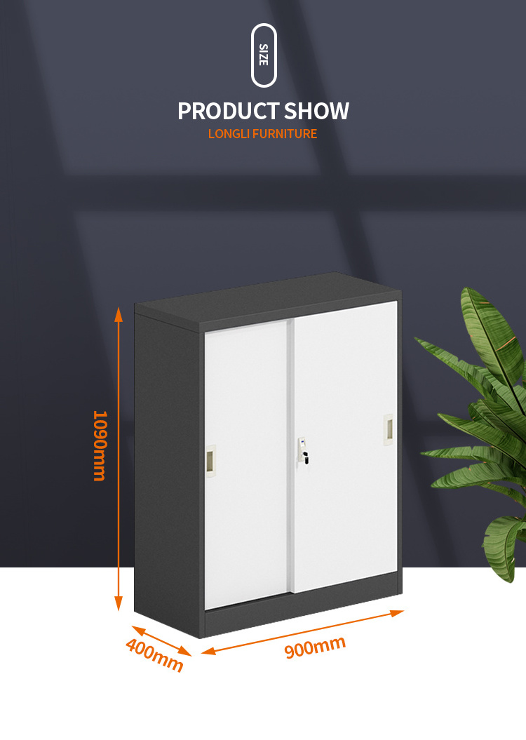 Sliding Door Office Metal Cabinet Short Steel Stationery Cupboards Small File Cabinet