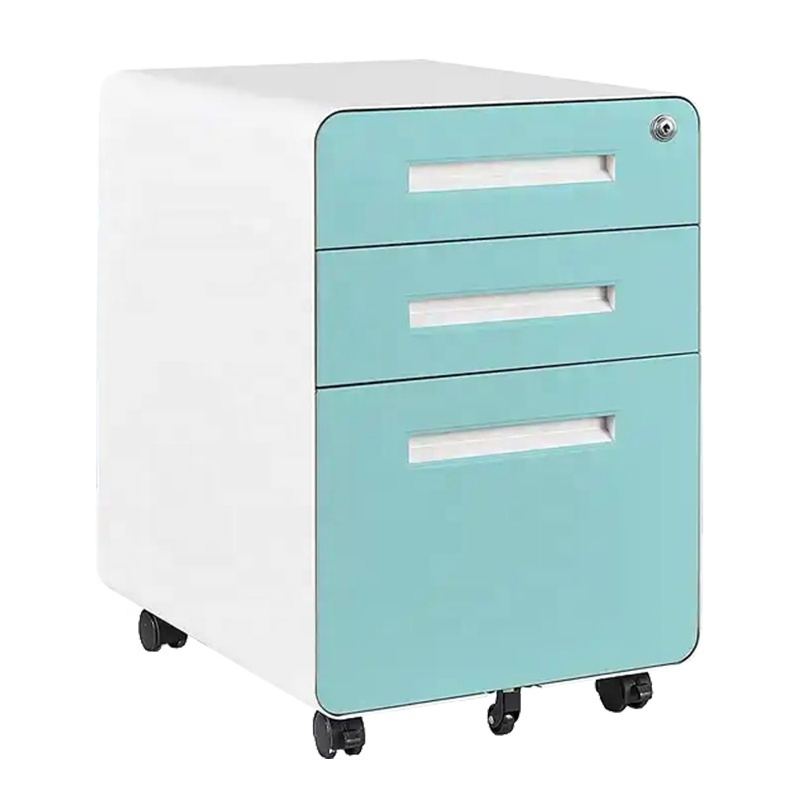 High quality office furniture standard size 3 drawers metal mobile pedestal in discount