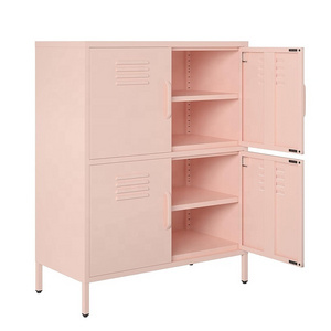 Wholesale pink steel storage locker 4 doors living room metal cabinet with shelves