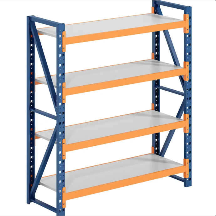 Heavy duty 4 tier boltless rivet shelving metal garage tool storage shelves steel goods rack for warehouse