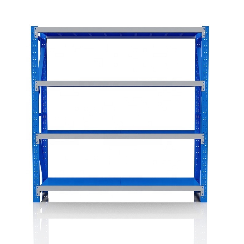 Heavy duty 4 tier boltless rivet shelving metal garage tool storage shelves steel goods rack for warehouse