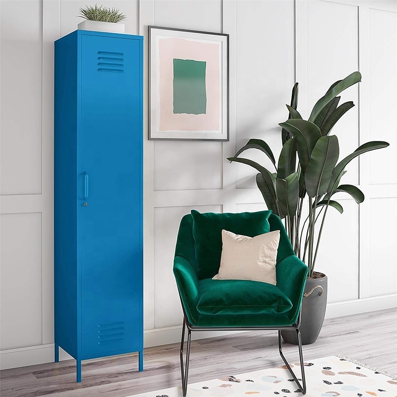 High quality employee iron storage cabinet home school single door steel metal locker