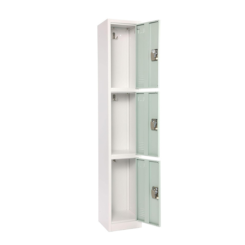 Narrow 3 Door Metal Locker Staff Personal Goods Storage Steel Cabinet Gym Change Room Locker