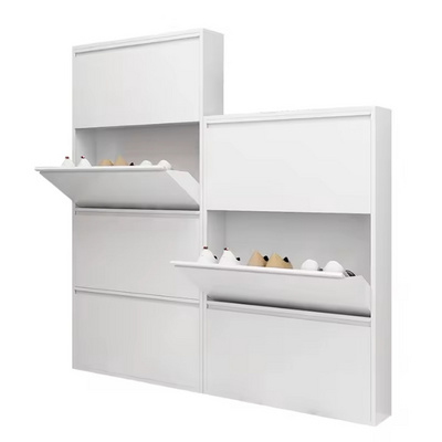 Home furniture white steel shoe rack cabinet hallway entry way corner narrow metal storage shoes cabinet