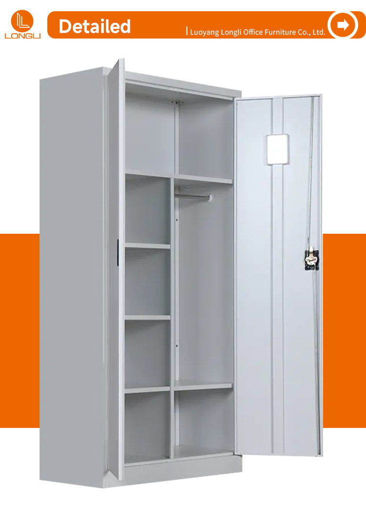 2 Door Metal Storage Cabinet Iron Almirah Manufactures Steel Closet Wardrobe Cupboard with Key BestSuppliers