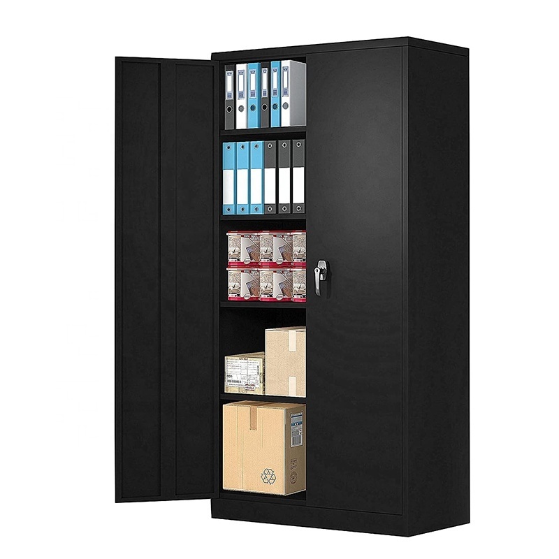 Garage Cleaning Room Metal Tool Storage Cupboard Steel 2 Doors Filing Cabinet with Adjustable Shelf