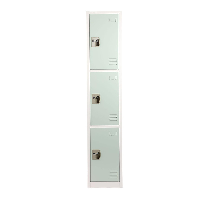 Narrow 3 Door Metal Locker Staff Personal Goods Storage Steel Cabinet Gym Change Room Locker