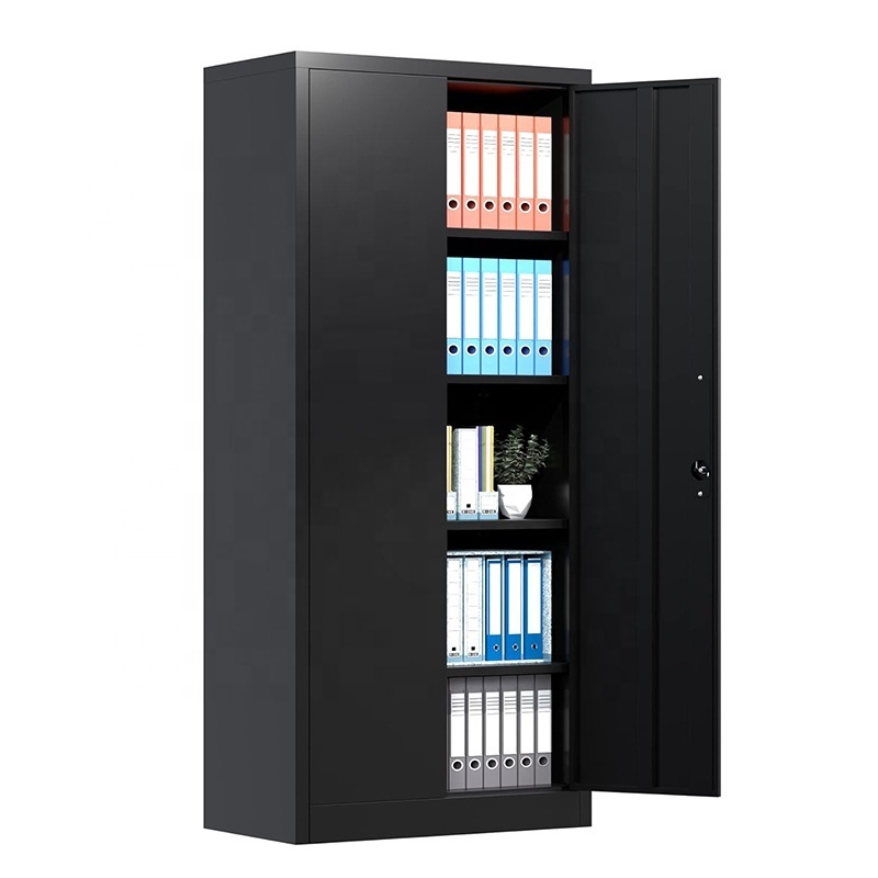 Office 2 door lockable metal filing cabinet garage steel tool storage cabinet with adjustable shelves