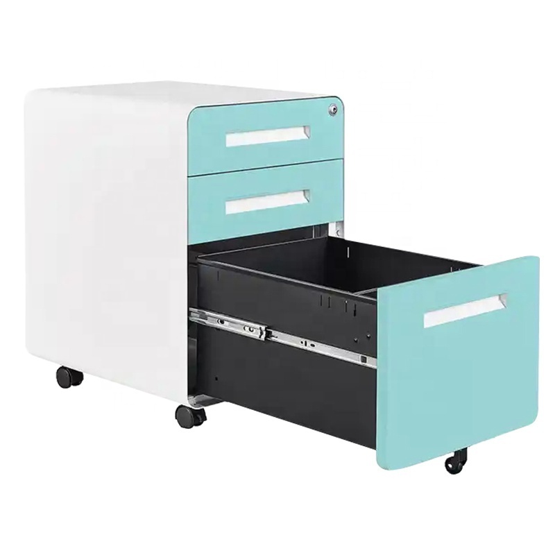 High quality office furniture standard size 3 drawers metal mobile pedestal in discount