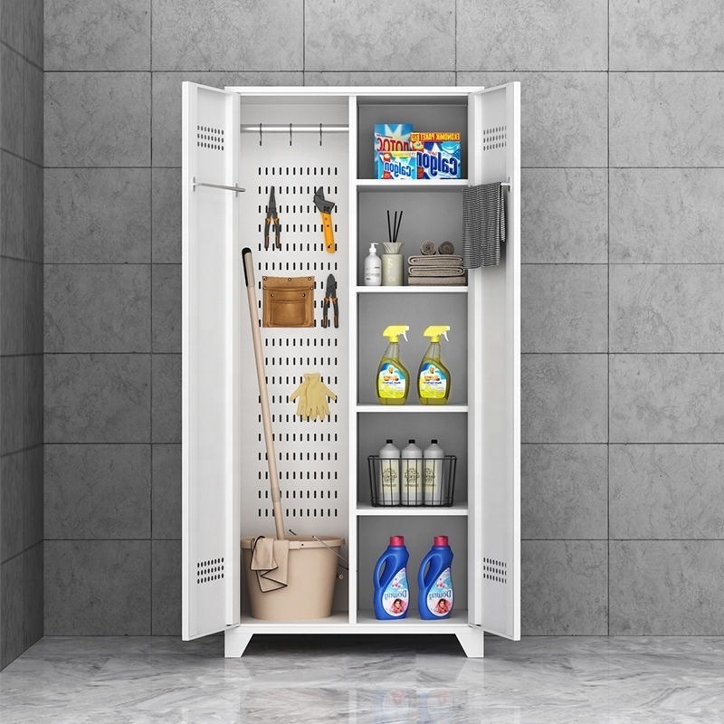 Commercial Furniture Washing Room Metal Storage Cabinet Multi-purpose Cleaning Tool Steel Cupboard