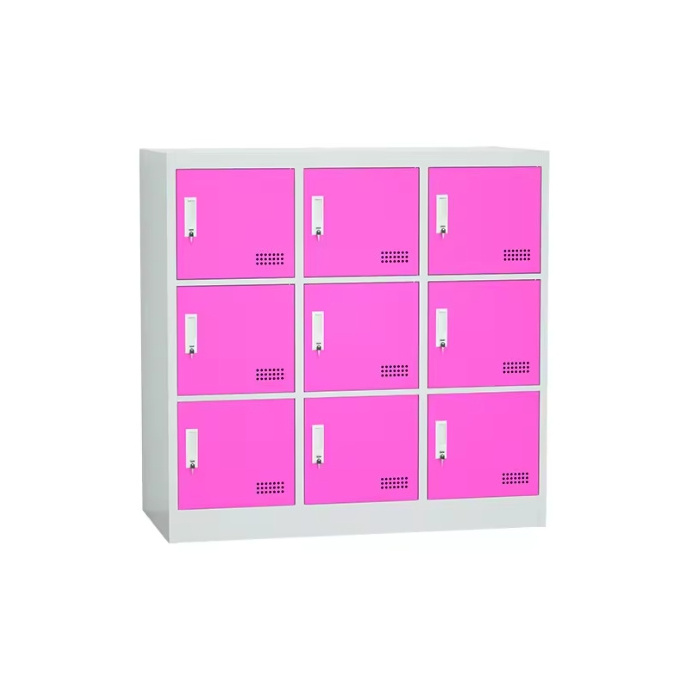 Cheap price gym school staff small metal clothes cabinet 9 doors mini storage metal locker for daycare