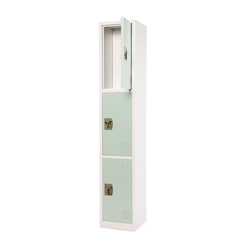 Narrow 3 Door Metal Locker Staff Personal Goods Storage Steel Cabinet Gym Change Room Locker