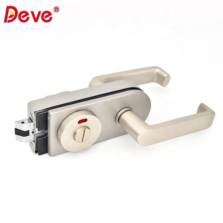 Popular Frameless Lock Glass Door Lock With Handle Glass Indicator Aluminum Lock