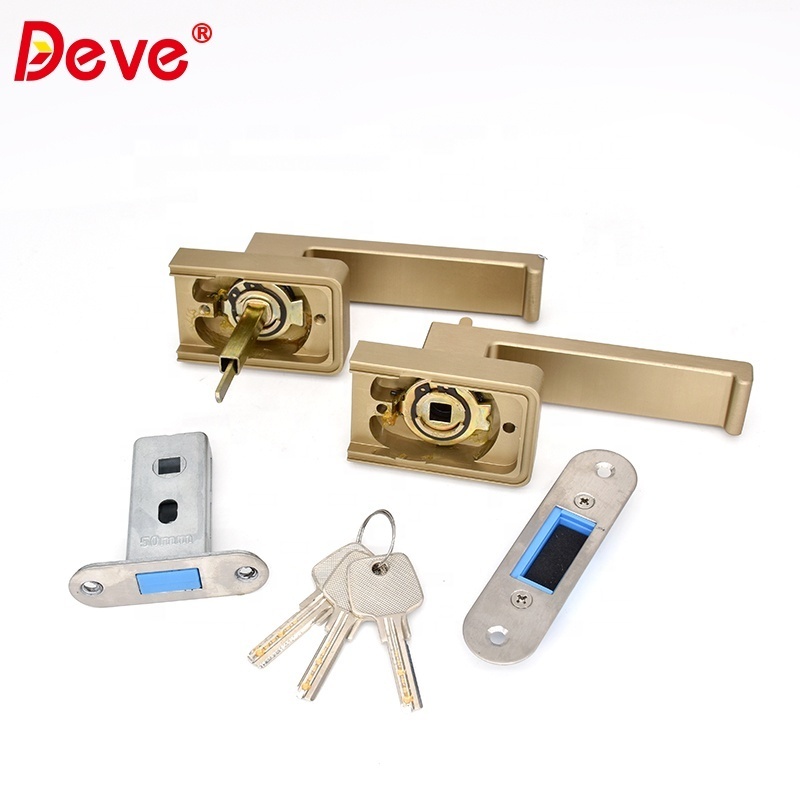 Top Security Privacy Bedroom /Interior /Entrance Tubular Cylinder Door Lock Matte Black Shining Gold Door Handle Lever Lock