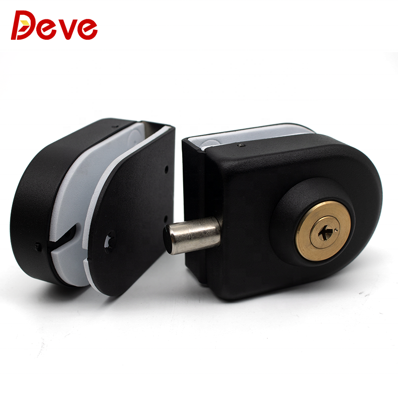 High Quality glass to glass double Latch sliding with keys Matt Black security glass door lock