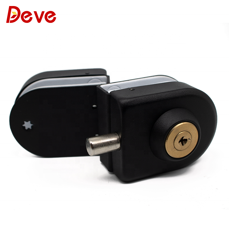 High Quality glass to glass double Latch sliding with keys Matt Black security glass door lock