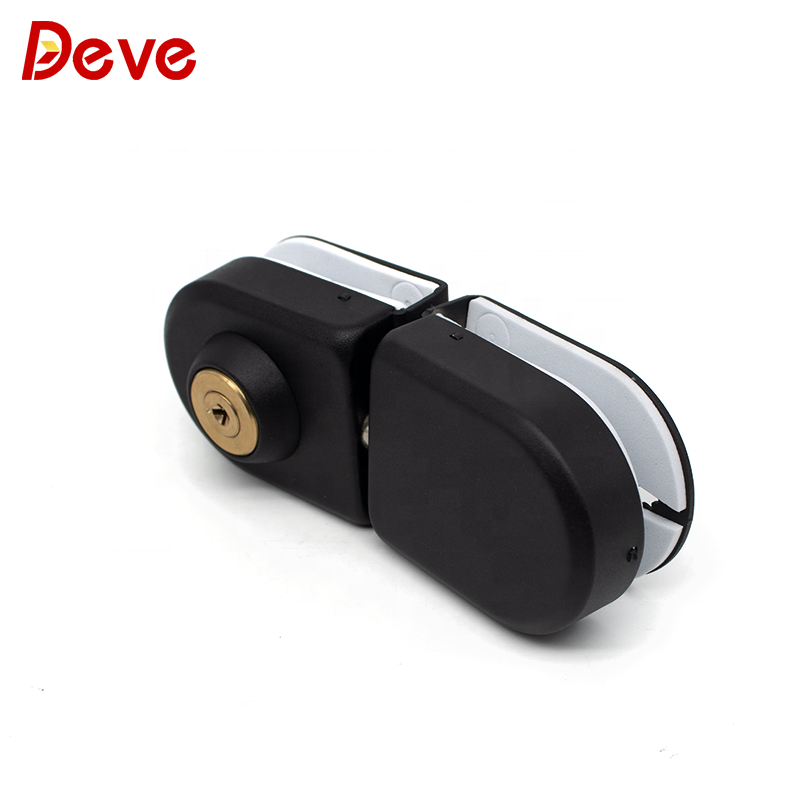 High Quality glass to glass double Latch sliding with keys Matt Black security glass door lock