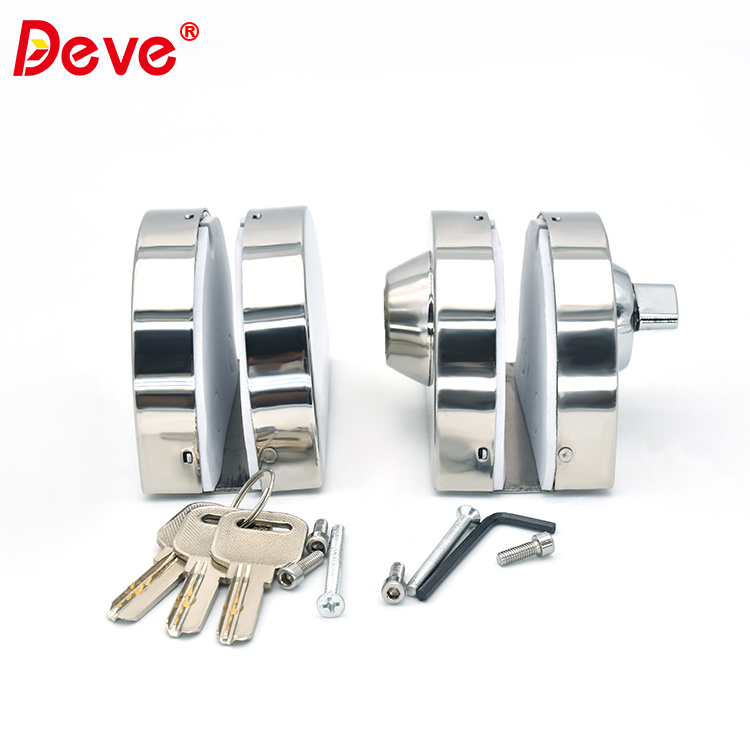 Home Hotel Bathroom Frameless Glass Door Double Lock Stainless Steel Glass Door Latch 8~12mm Sliding Glass Door Lock