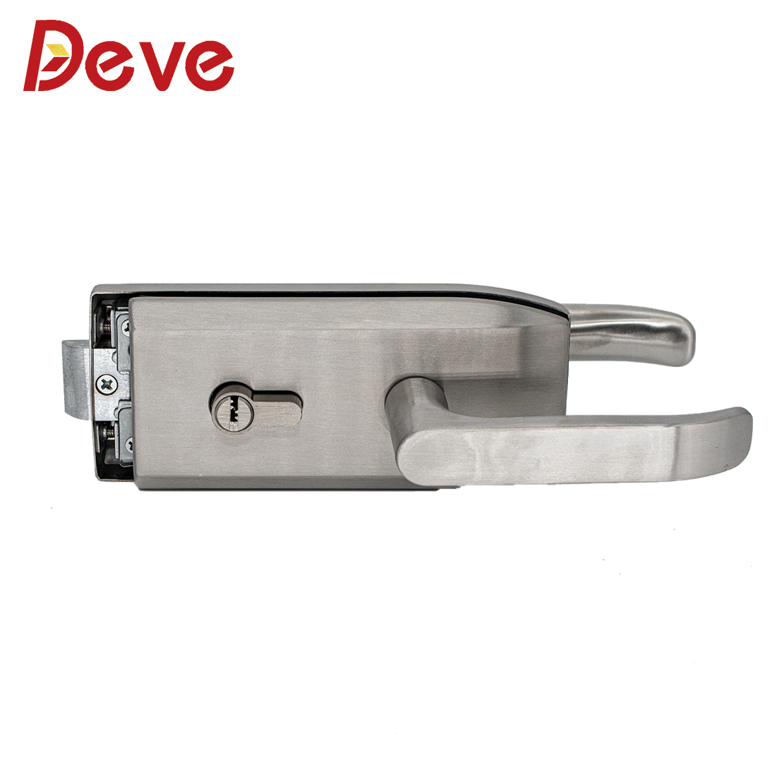 Commercial Stainless Steel Lever Handle Glass Gate Lock with Keys