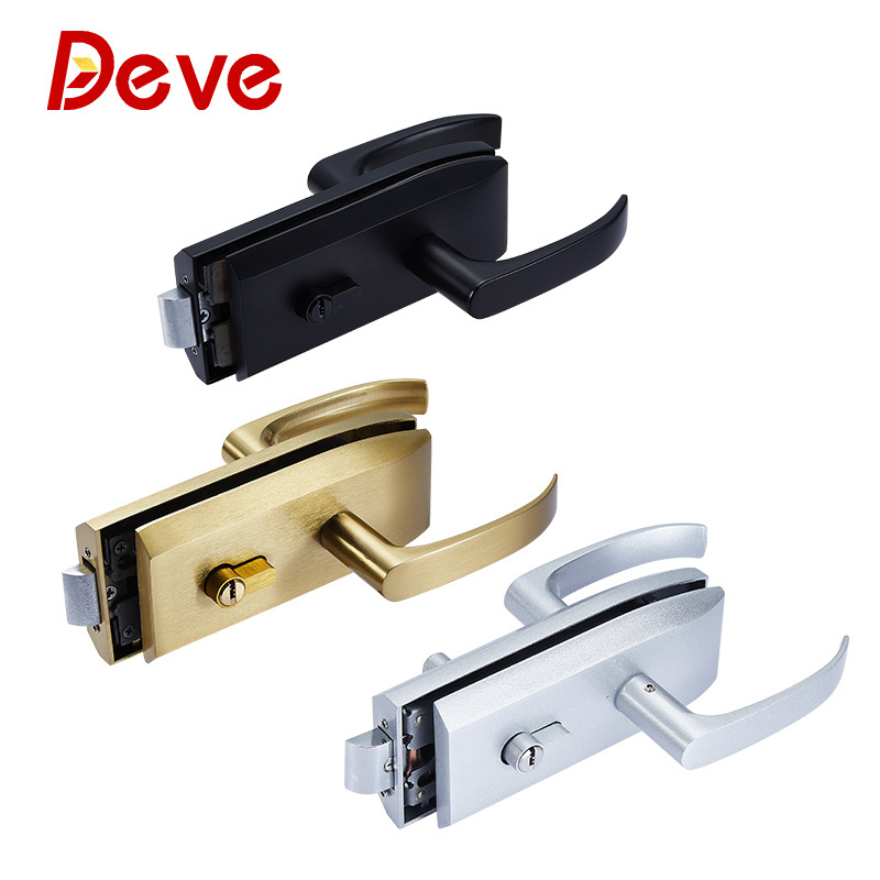 New Design High Security Bathroom Handle Lock Tempered Glass Door Lock with 3 brass keys Gold color