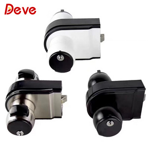 Zinc Alloy Matt Black Wall to Glass Door Handle Knob Lock Latch Lock with Push Button Polish